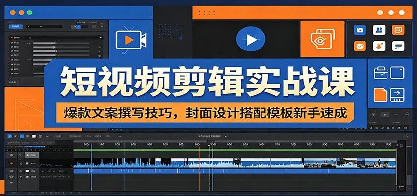 短视频剪辑实战课：爆款文案撰写技巧，封面设计搭配模板新手速成-创客联盟