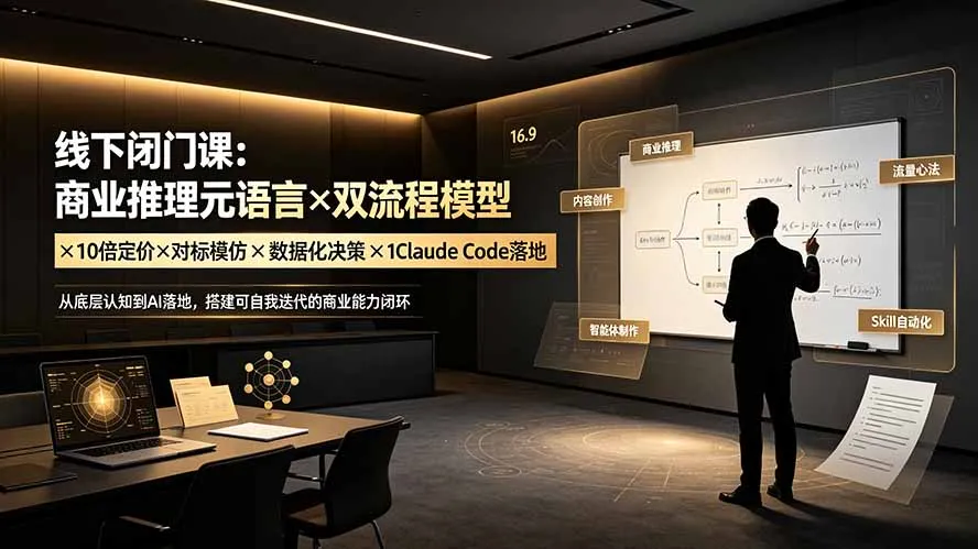 线下闭门课：商业推理元语言×双流程模型×10倍定价×对标模仿×数据化决策×Claude Code落地，击穿认知盲区-创客联盟