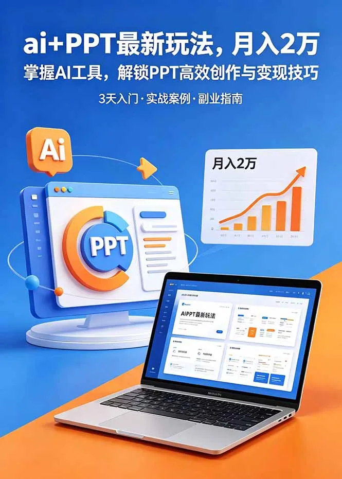 ai+PPT最新玩法,月入2万掌握AI工具,解锁PPT高效创作与变现技巧3天入门,实战案例·副业指南-云网创