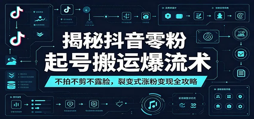 揭秘抖音零粉起号搬运爆流术:不拍不剪不露脸,裂变式涨粉变现全攻略-云网创