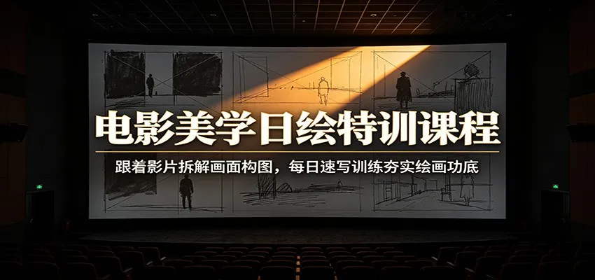 电影美学日绘特训课程：跟着影片拆解画面构图，每日速写训练夯实绘画功底-创客联盟