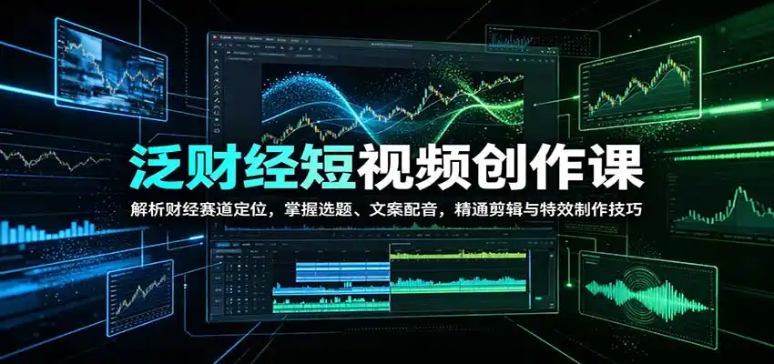 泛财经短视频创作课:解析财经赛道定位,掌握选题、文案配音,精通剪辑与特效制作技巧-创客联盟