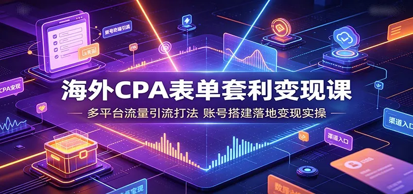 海外CPA表单套利变现课：多平台流量引流打法，账号搭建落地变现实操-创客联盟