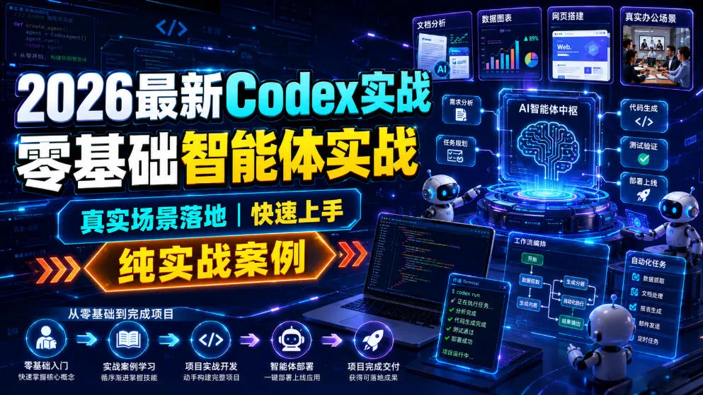 2026最新Codex实战零基础智能体实战，真实场景落地，快速上手，纯实战案例-创客联盟