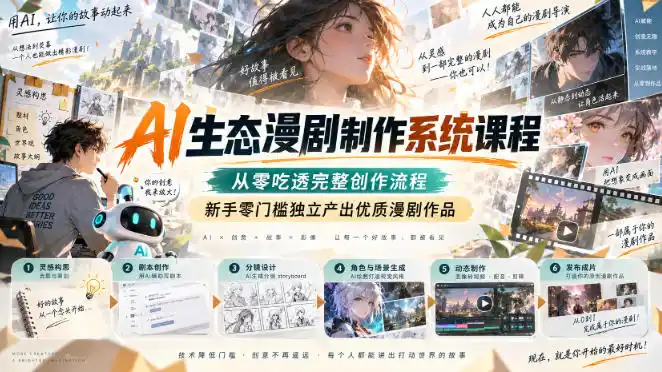 AI生态漫剧制作系统课程,从零吃透完整创作流程,新手零门槛独立产出优质漫剧作品-创客联盟