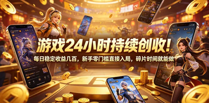 游戏24小时持续创收!每日稳定收益几百,新手零门槛直接入局,碎片时间就能做【揭秘】-云网创