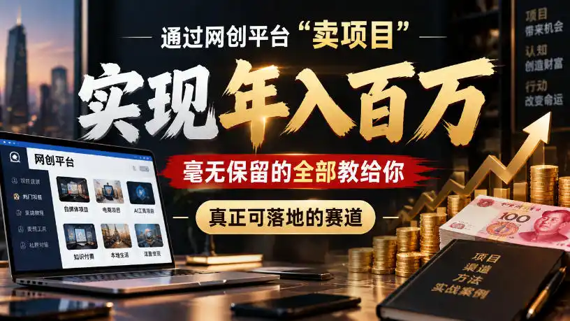 通过网创平台“卖项目”实现年入100w，毫无保留的全部教给你，真正可落地的赛道【揭秘】-创客联盟