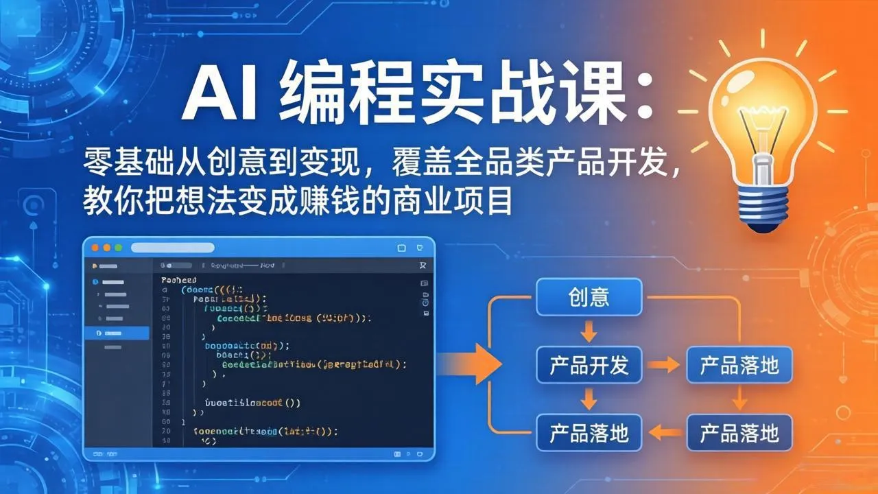 AI编程实战课-第三期-6月更新：零基础从创意到变现，覆盖全品类产品开发，把想法变成赚钱项目-云网创