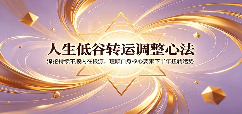 人生低谷转运调整心法：深挖持续不顺内在根源，理顺自身核心要素下半年扭转运势-创客联盟