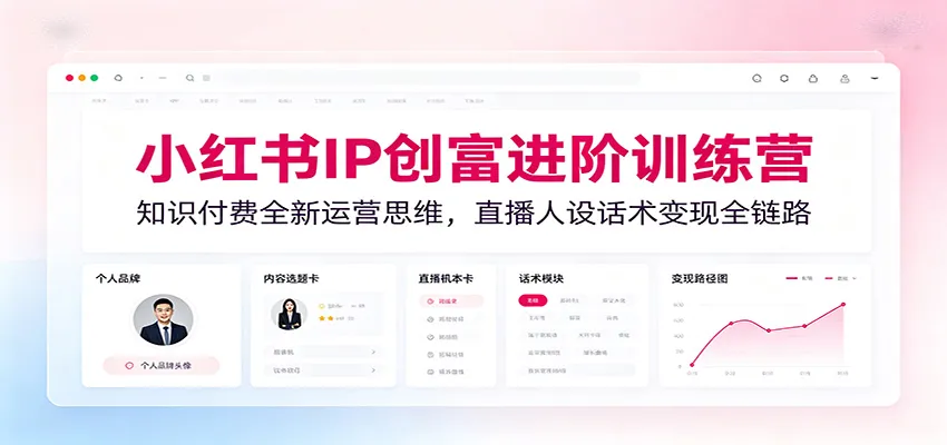 小红书IP创富进阶训练营:知识付费全新运营思维,直播人设话术变现全链路-创客联盟