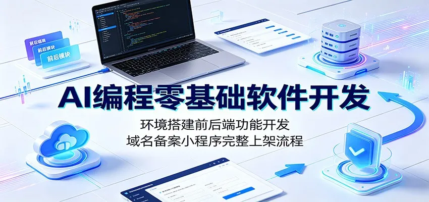 AI编程零基础软件开发：环境搭建前后端功能开发，域名备案小程序完整上架流程-创客联盟
