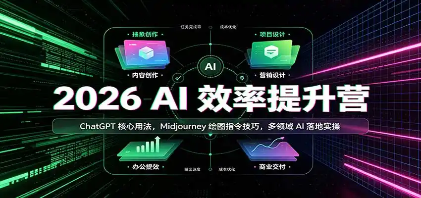 2026 AI效率提升营：ChatGPT核心用法，Midjourney绘图指令技巧，多领域AI落地实操-创客联盟
