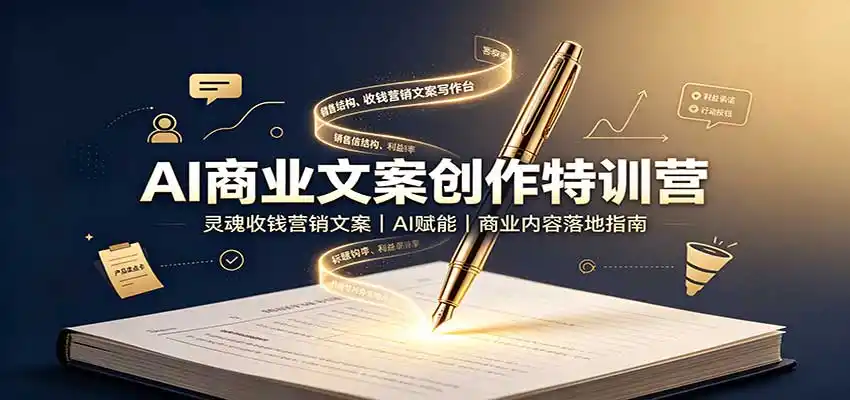 AI商业文案创作特训营：灵魂收钱营销文案，AI赋能，商业内容落地指南-创客联盟