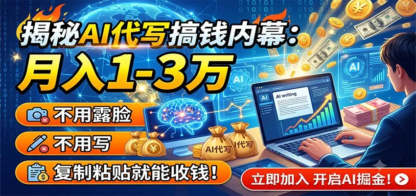 揭秘AI代写搞钱内幕：月入1-3万，不用露脸不用写，复制粘贴就能收钱！-创客联盟