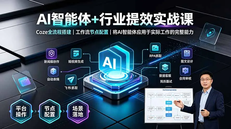 AI智能体+行业提效实战课·Coze全流程搭建｜工作流节点配置｜将AI智能体应用于实际工作的完整能力-创客联盟