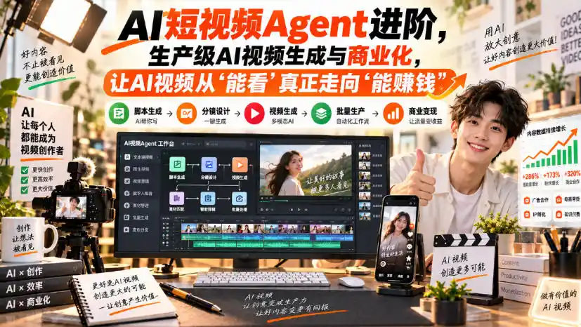 AI短视频Agent进阶，生产级AI视频生成与商业化，让AI视频从”能看”真正走向”能賺钱”-创客联盟