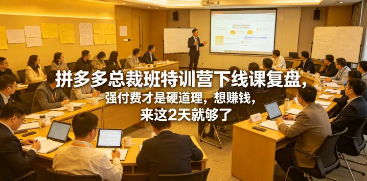 拼多多总裁班特训营下线课复盘,强付费才是硬道理,想賺钱,来这2天就够了-云网创
