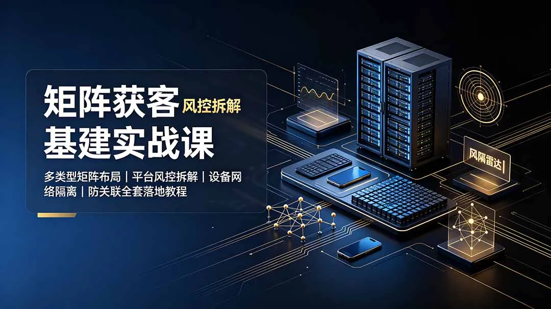 矩阵获客基建实战课：多类型矩阵布局｜平台风控拆解｜设备网络隔离｜防关联全套落地教程-创客联盟