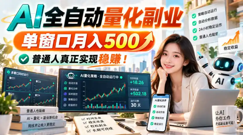 AI全自动量化副业，单窗口月入500，普通人真正实现稳賺！【揭秘】-创客联盟