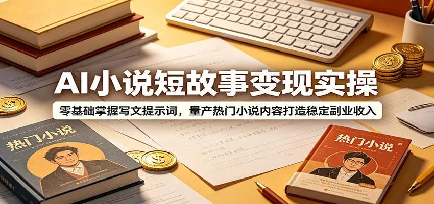 AI小说短故事变现实操：零基础掌握写文提示词，量产热门小说内容打造稳定副业收入-创客联盟