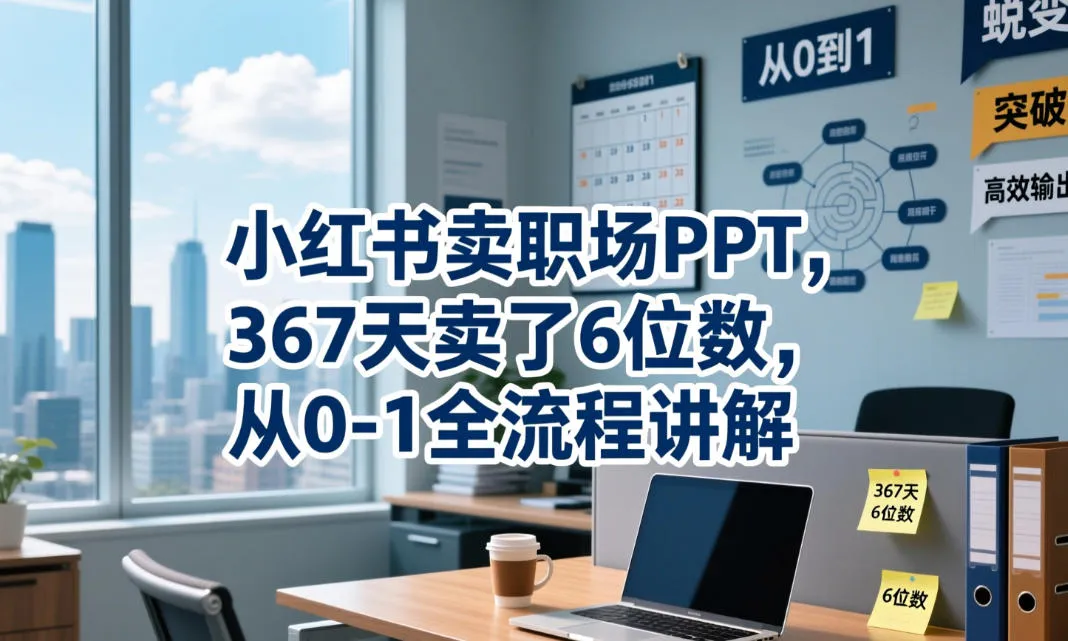 小红书卖职场PPT，367天卖了6位数，从0-1全流程讲解-云网创