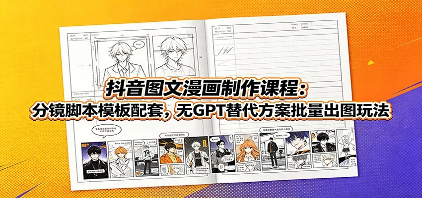 抖音图文漫画制作课程：分镜脚本模板配套，无GPT替代方案批量出图玩法-创客联盟