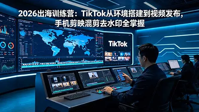 2026出海训练营：TikTok从环境搭建到视频发布，手机剪映混剪去水印全掌握-云网创