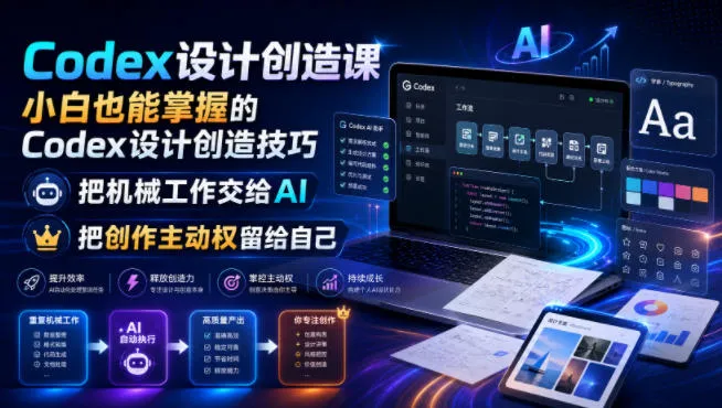 Codex设计创造课，小白也能掌握的Codex设计创造技巧，把机械工作交给AI，把创作主动权留给自己-创客联盟
