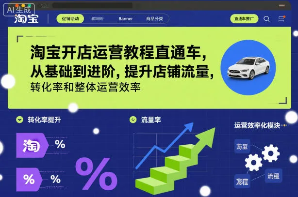 淘宝开店运营教程直通车，从基础到进阶，提升店铺流量，转化率和整体运营效率(更新26年07月11日)-创客联盟