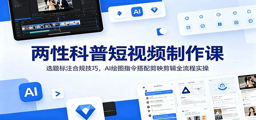 两性科普短视频制作课：选题标注合规技巧，AI绘图指令搭配剪映剪辑全流程实操-创客联盟