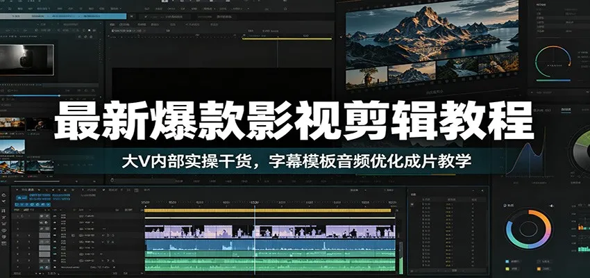 最新爆款影视剪辑教程：大V内部实操干货，字幕模板音频优化成片教学-创客联盟