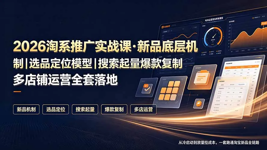 2026淘系推广实战课·新品底层机制｜选品定位模型｜搜索起量爆款复制多店铺运营全套落地教程-创客联盟