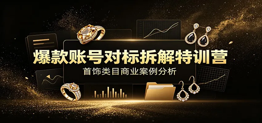 爆款账号对标拆解特训营：首饰类目商业案例分析，配套完整资料内容-创客联盟