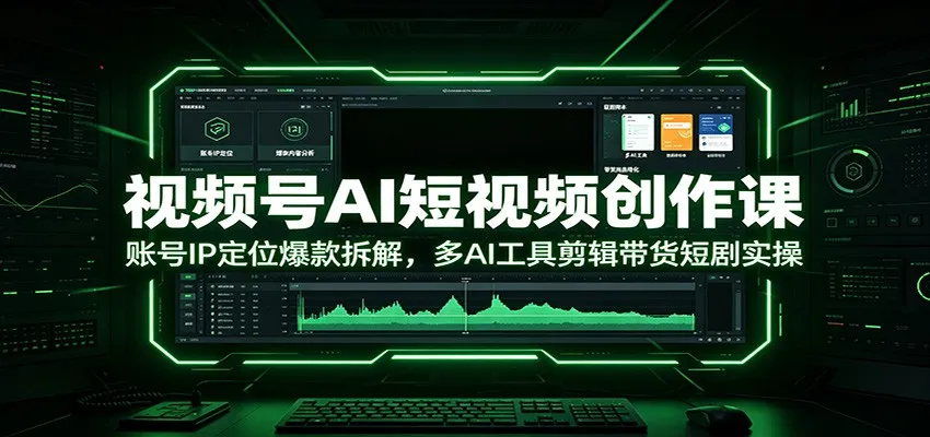 视频号AI短视频创作课：账号IP定位爆款拆解，多AI工具剪辑带货短剧实操-创客联盟
