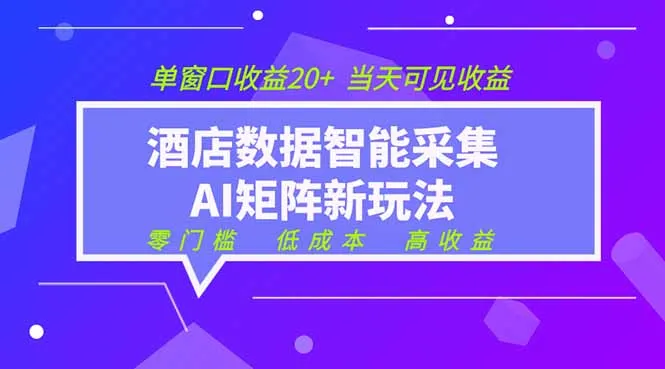 2026酒店数据采集ai智能矩阵新风口 低成本 高收益 当天见收益 单窗口20+-创客联盟