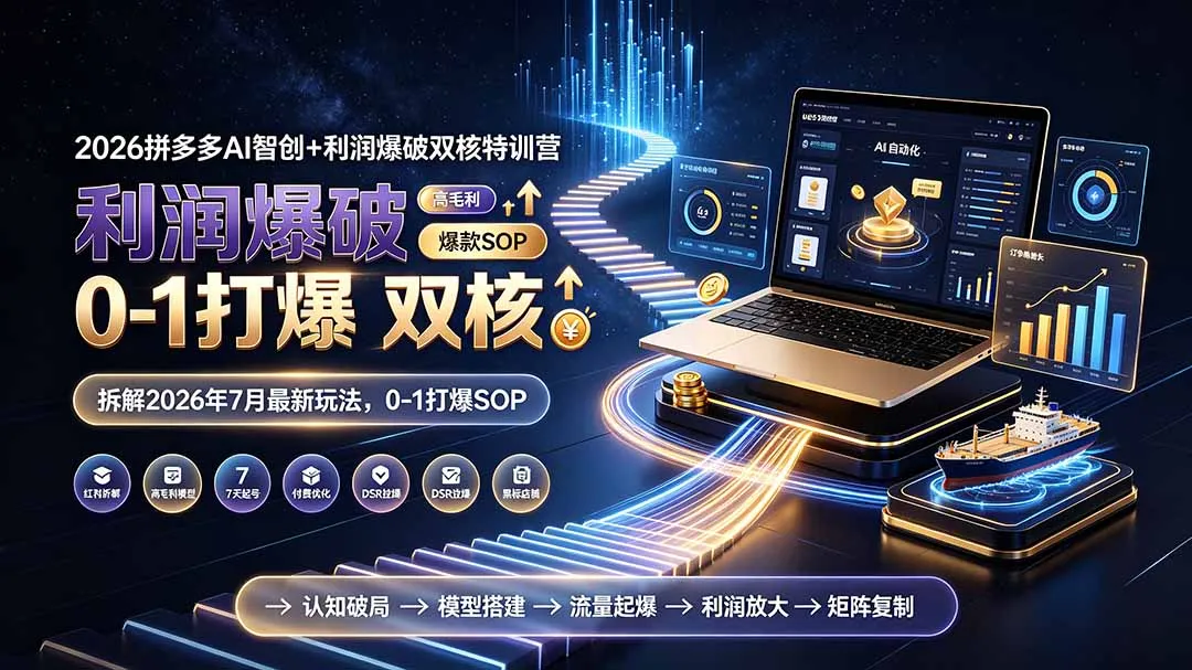 2026拼多多AI智创+利润爆破双核特训营-更新：拆解2026年7月最新玩法，0-1打爆SOP-创客联盟