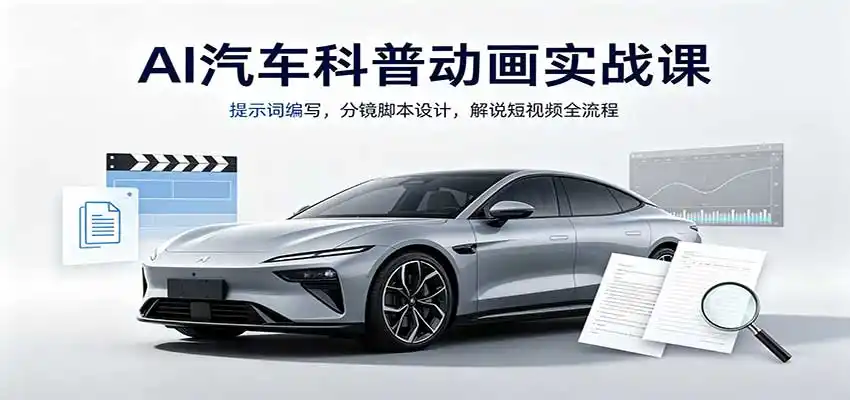 AI汽车科普动画实战课：提示词编写，分镜脚本设计，解说短视频全流程-创客联盟