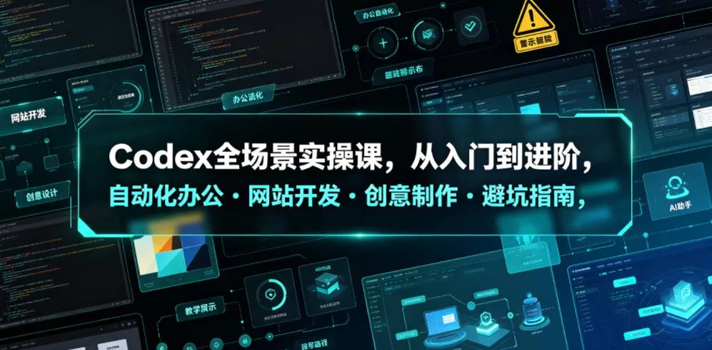 Codex全场景实操课,从入门到进阶,自动化办公・网站开发・创意制作・避坑指南,全流程教学-创客联盟