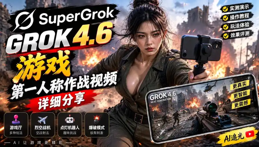 Grok 4.6也能做游戏？第一人称作战视频实测｜玩法详细讲解-创客联盟