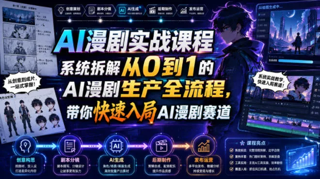 AI漫剧实战课程，系统拆解从0到1的AI漫剧生产全流程，带你快速入局AI漫剧赛道-创客联盟