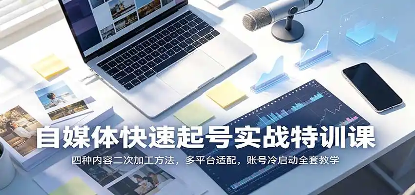 自媒体快速起号实战特训课：四种内容二次加工方法，多平台适配，账号冷启动全套教学-创客联盟