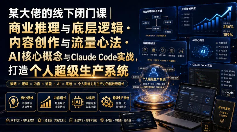 某大佬的线下闭门课｜商业推理与底层逻辑・内容创作与流量心法・AI核心概念与Claude Code实战，打造个人超级生产系统【录音+图片】-创客联盟