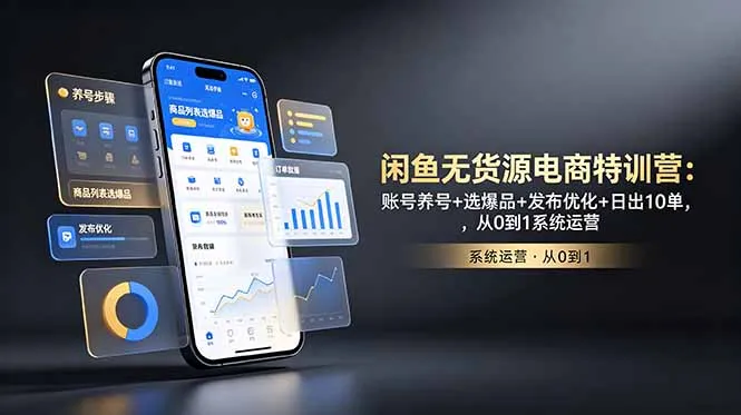 闲鱼无货源电商特训营:账号养号+选爆品+发布优化+日出10单,从0到1系统运营-创客联盟
