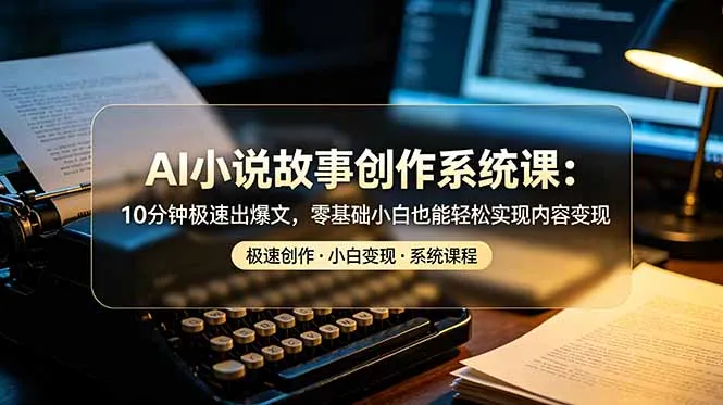 AI小说故事创作系统课：10分钟极速出爆文，零基础小白也能轻松实现内容变现-创客联盟