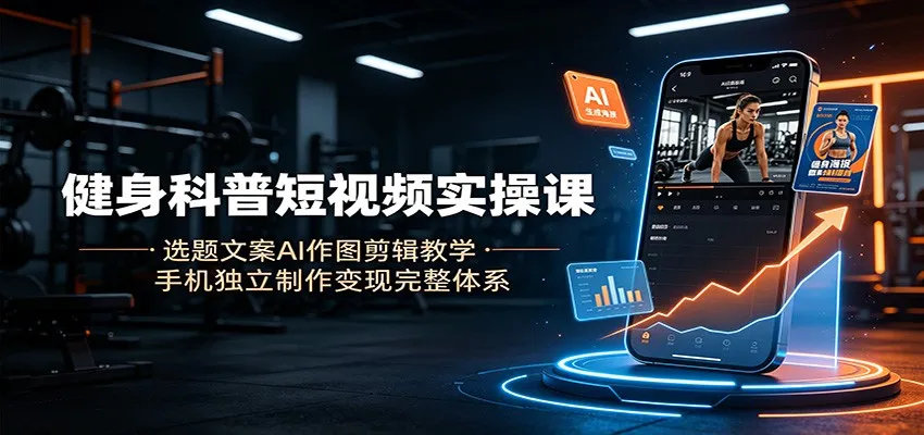 健身科普短视频实操课：选题文案AI作图剪辑教学，手机独立制作变现完整体系-创客联盟