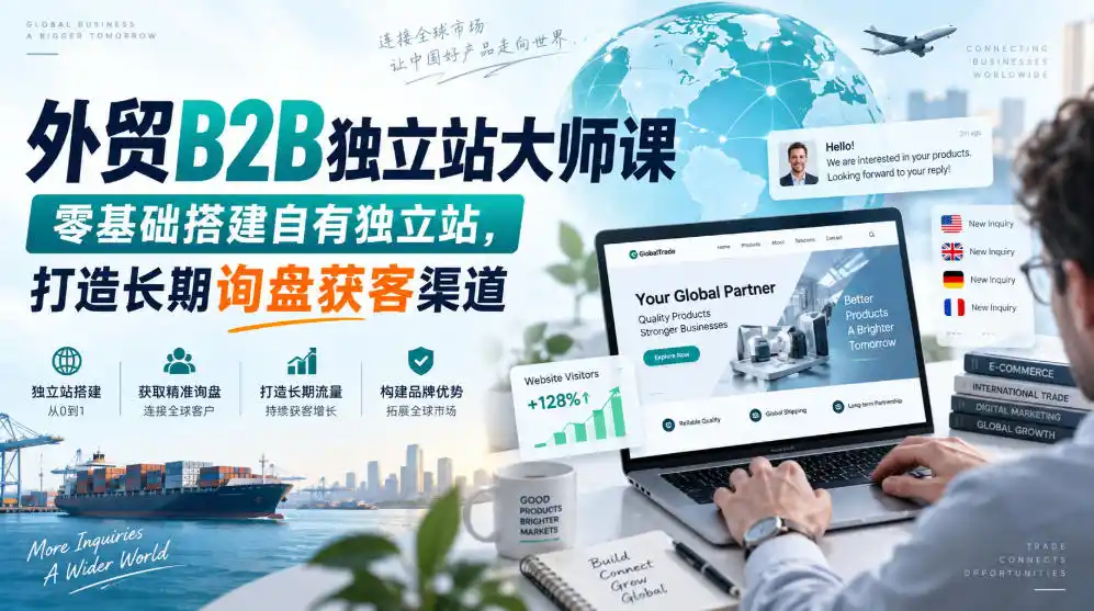 外贸B2B独立站大师课，零基础搭建自有独立站，打造长期询盘获客渠道-创客联盟