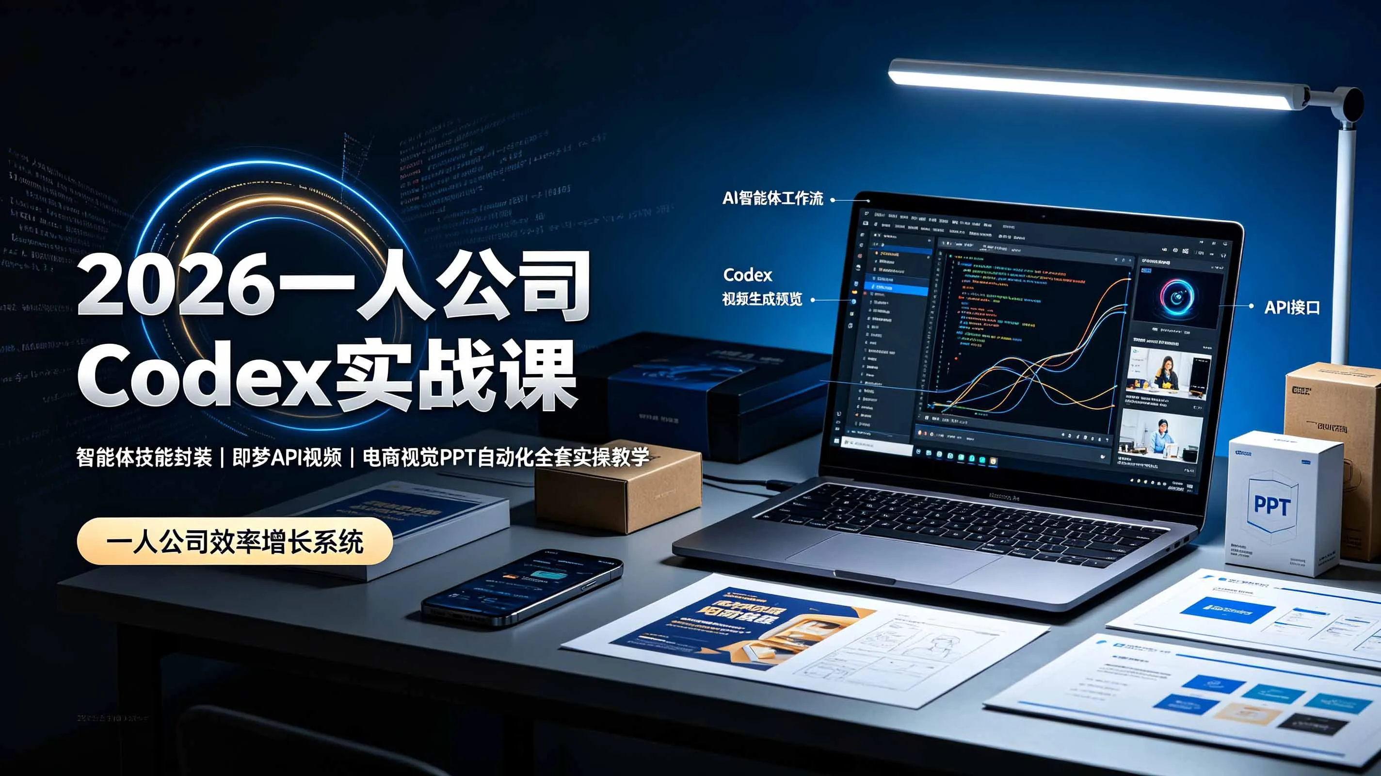 2026一人公司Codex实战课◆智能体技能封装｜即梦API视频｜电商视觉PPT自动化全套实操教学-创客联盟