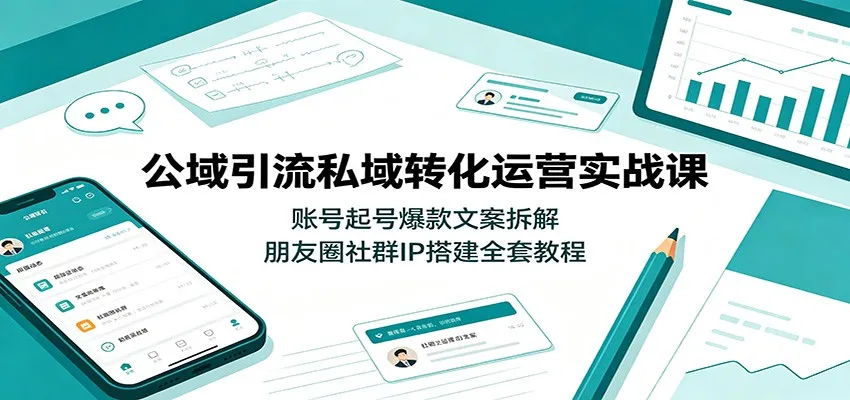 公域引流私域转化运营实战课：账号起号爆款文案拆解，朋友圈社群IP搭建全套教程-创客联盟