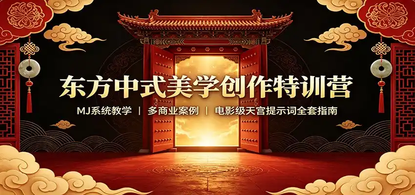 东方中式美学创作特训营:MJ系统教学,多商业案例,电影级天宫提示词全套指南-创客联盟