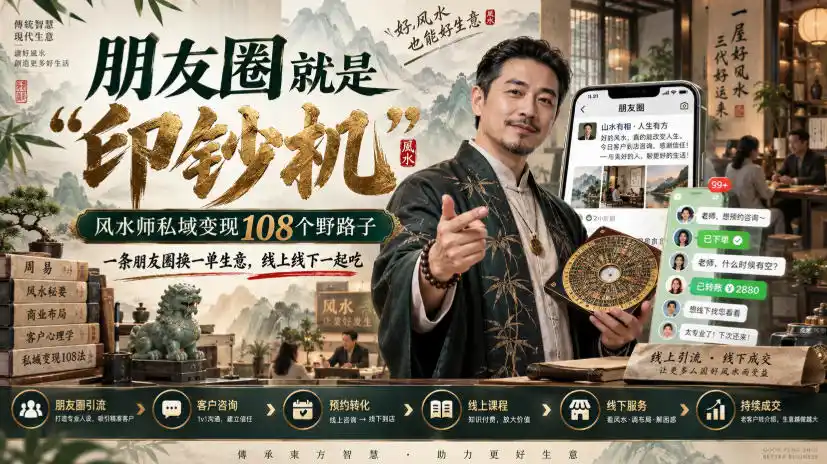 朋友圈就是“印钞机”,风水师私域变现108个野路子,一条朋友圈换一单生意,线上线下一起吃【文档】-创客联盟